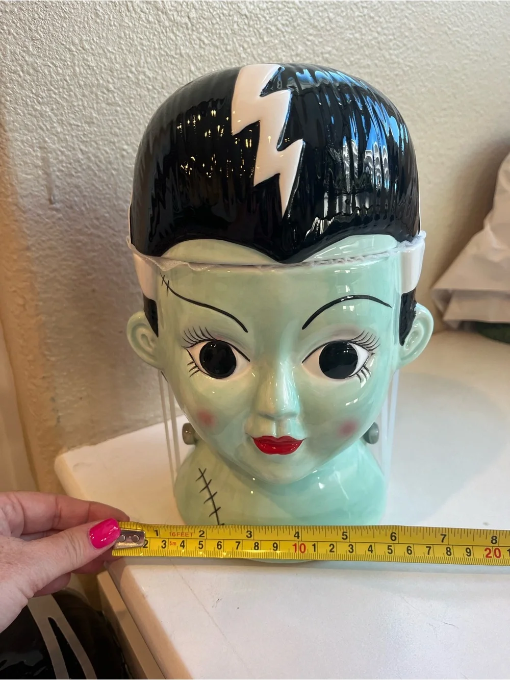 Ceramic Halloween Bride of Frankenstein Cookie Jar